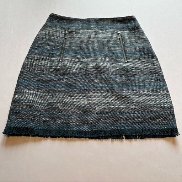 Ann Taylor Loft Mini Skirt Teal Tweed Size 00 Lined, Back zipper - Picture 1 of 9